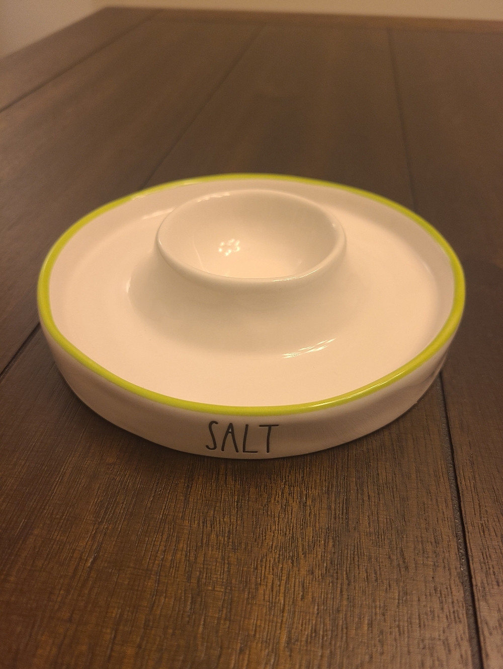 Rae Dunn Green/White Salt Cellar